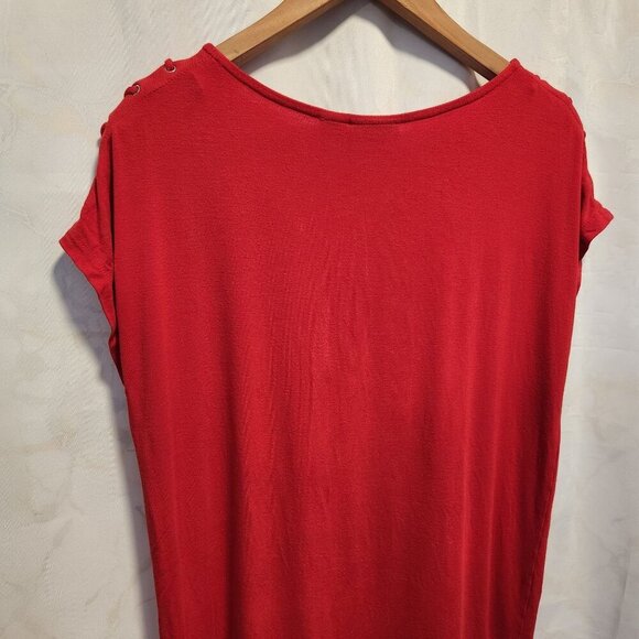 Jones New York Short Sleeve Blouse Women's M Red Lace-Up Shoulder Casual Office - Picture 8 of 8